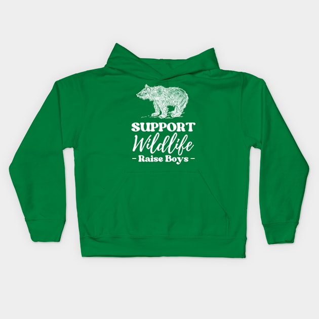 Support Wildlife Raise Boys Kids Hoodie by E.S. Creative